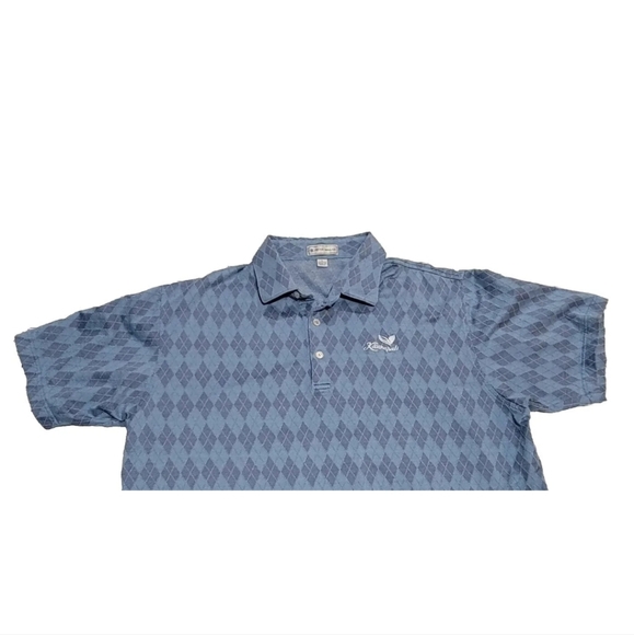 Peter Millar Golf Polo Shirt Men's L Blue Argyle-Embroidered Kaanapali Hawaii - Picture 6 of 13